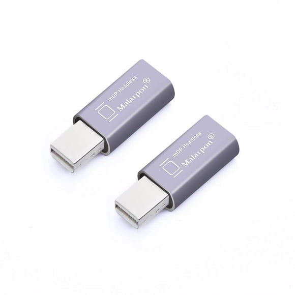 Malarpon Emulador Mini DisplayPort sin monitor (Ghost Display) con luz azul para PC 4K – Adaptador Dummy 2P (compatible 1080@60Hz‑3840x2160@17Hz)