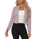 thumbnail image 1 of INSPIRE CHIC Chaqueta de Tweed para Mujer con Cuello Mao, Abierta y Recortada, Talla M, Rosa, 1 of 6