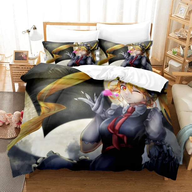 ed Miss Kobayashis Dragon Maid Kanna Bedding Set Boys Girls Duvet Cover Pillowcase Bed Kids Adult Bed Sheets