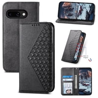 Funda Flip Foxdock Para Google Pixel 9A , Estilo Billetera Con Diseño Rombo, Correa De Mano Y Soporte, Uso Diario