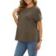 thumbnail image 4 of INSPIRE CHIC Top de Maternidad para Mujer con Mangas Cortas, Cintura Plisada, Camiseta de Embarazo, Blusa Suelta Casual Peplum Oversize XL Café, 4 of 6