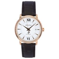 Reloj Bulova Hudson Automático Esfera Plateada Correa De Cuero 97B225 Para Hombre