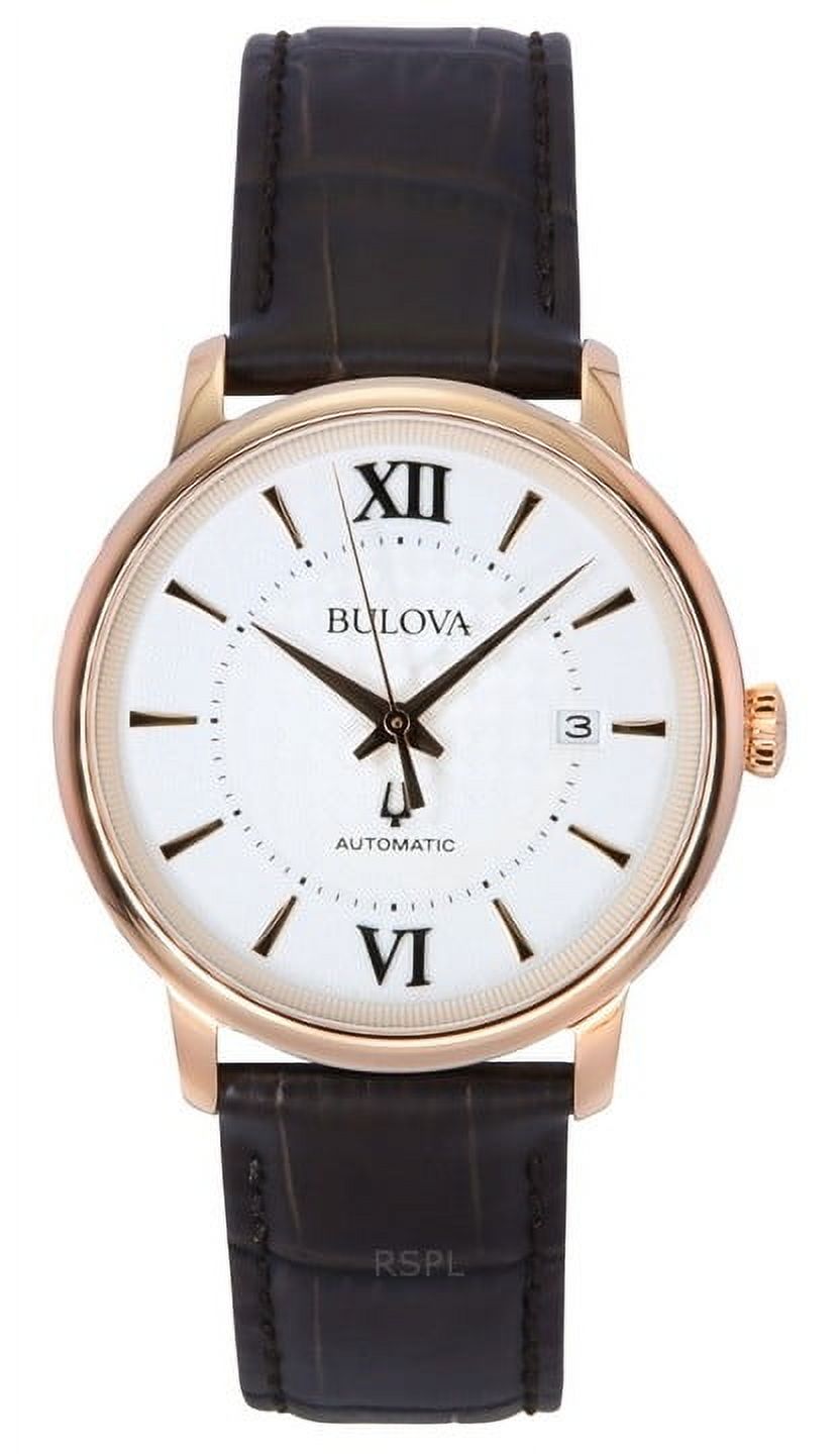 Reloj Bulova Hudson Automático Esfera Plateada Correa De Cuero 97B225 Para Hombre
