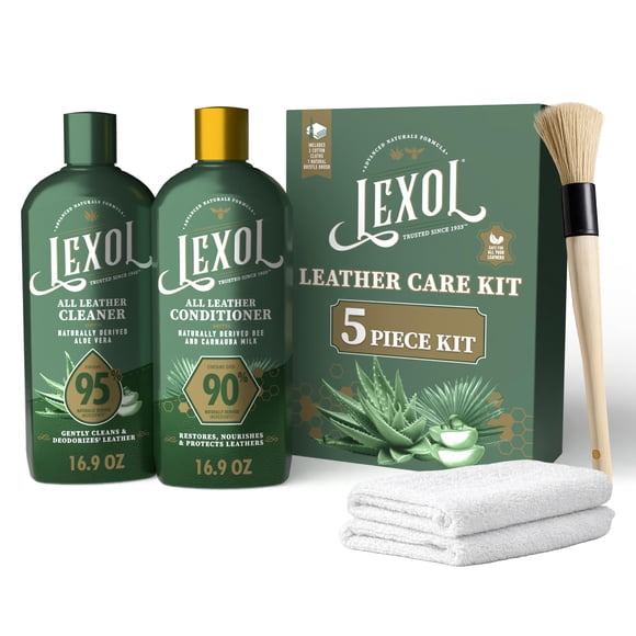 Kit de cuidado para cuero Lexol de 5 piezas, limpiador y acondicionador natural