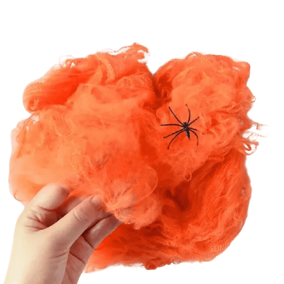 Telaraña Decorativa con Araña 20gr Halloween Naranja
