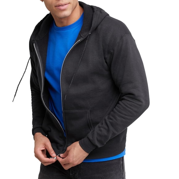 Sudadera con capucha Hanes Full-Zip Eco-Smart para hombre negra talla S