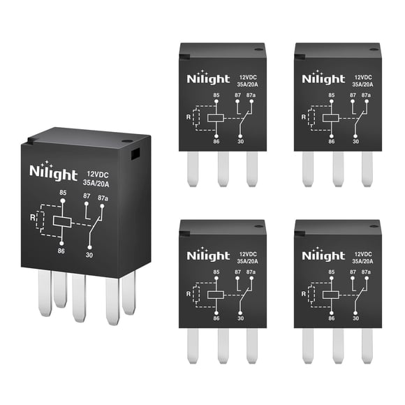Relé Nilight 12 V SPST de 5 pines para bomba de combustible, paquete de 5, 35 A/20 A