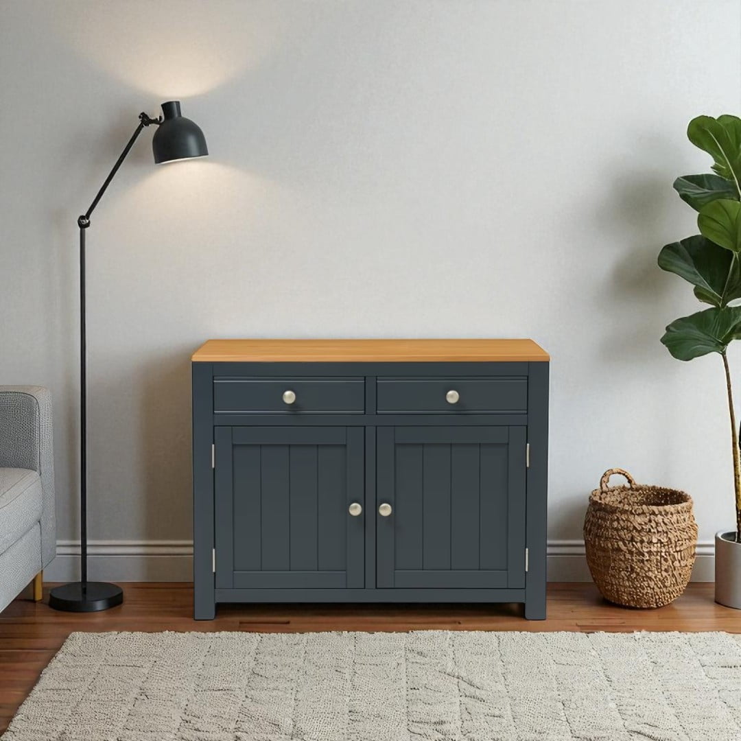 Arca Muebles - Aparador Buffet De Madera Future 100x45x80 Color Grafito Cubierta Miel