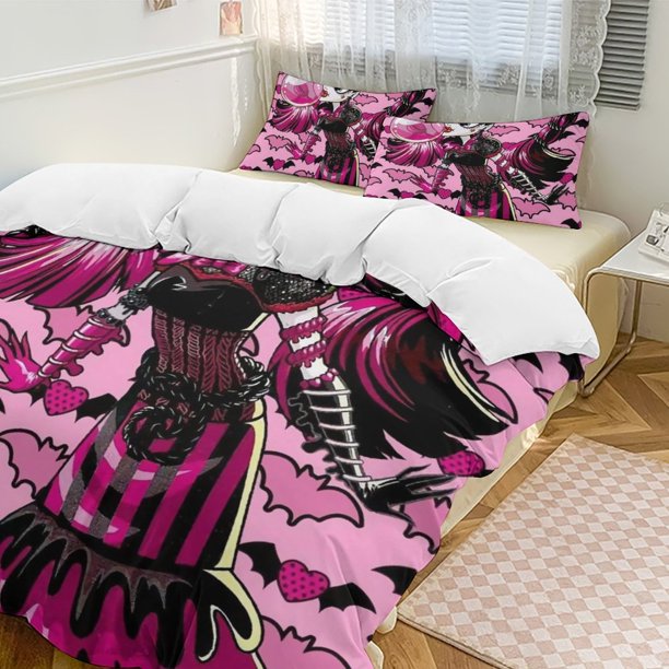 Monster HighCartoon Collection 3-Piece Comforter Set, Personalized Bedding Decor for Kids And Teens Bed Sheets