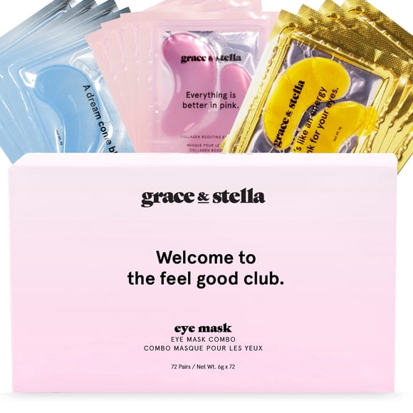 Mascarilla para debajo de los ojos Grace & Stella Reduce las ojeras, 72 pares