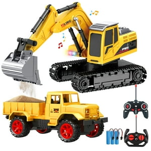 Rc Dreamer - Set De Excavadora Y Volquete De Juguete Con Control Remoto Para Niños Con Luz