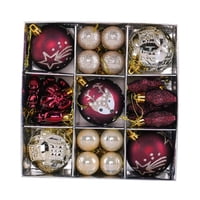 Bothyi - Set De 35 Adornos Navideños De Bolas, Decoración Para Fiestas Y Cumpleaños, Color Rojo Oscuro Y Beige.