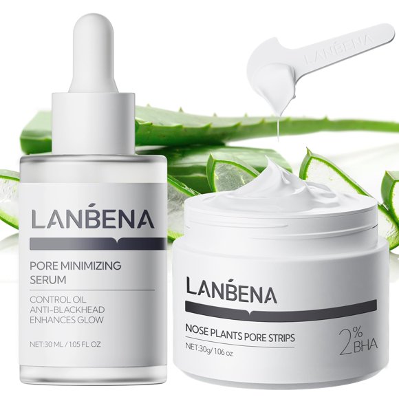 Set para eliminar puntos negros LANBENA Pore Strips, 30 g, sérum, 30 ml