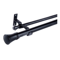 Metalhsa - Set Doble De Barras Para Cortina 1.50 Mt Fijo De Metal Diámetro 19/28 Mm Terminal Cónico Color Negro