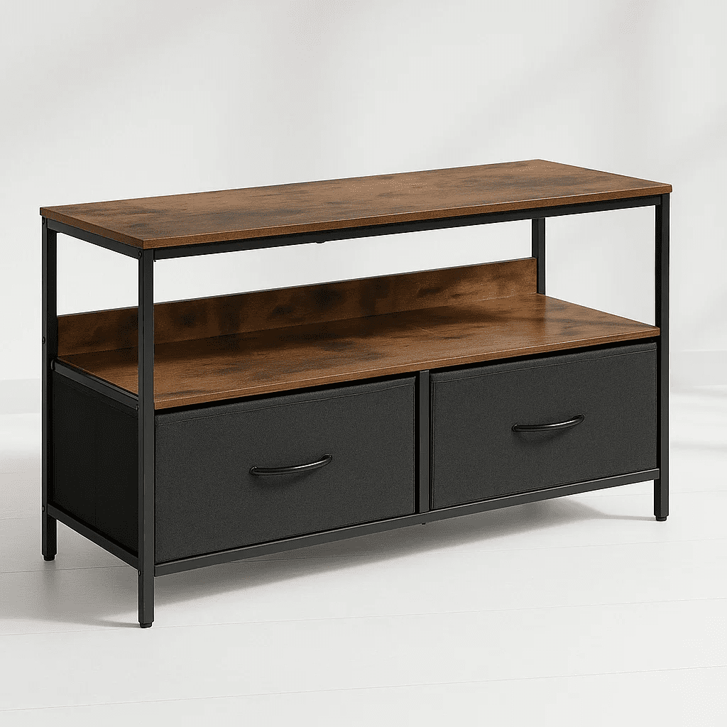 Klik Muebles - Rack De Tv Rústica Con Cajones De Tela Organizador