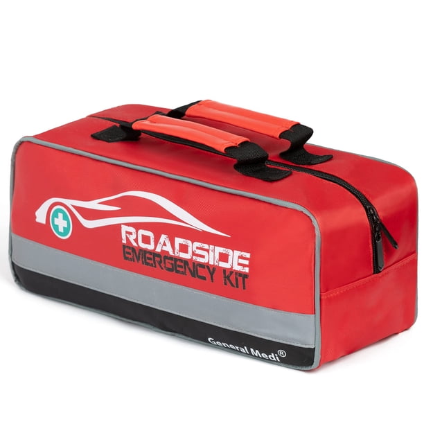 Kit de emergencia para automóvil General Medi de 127 piezas con botiquín de primeros auxilios