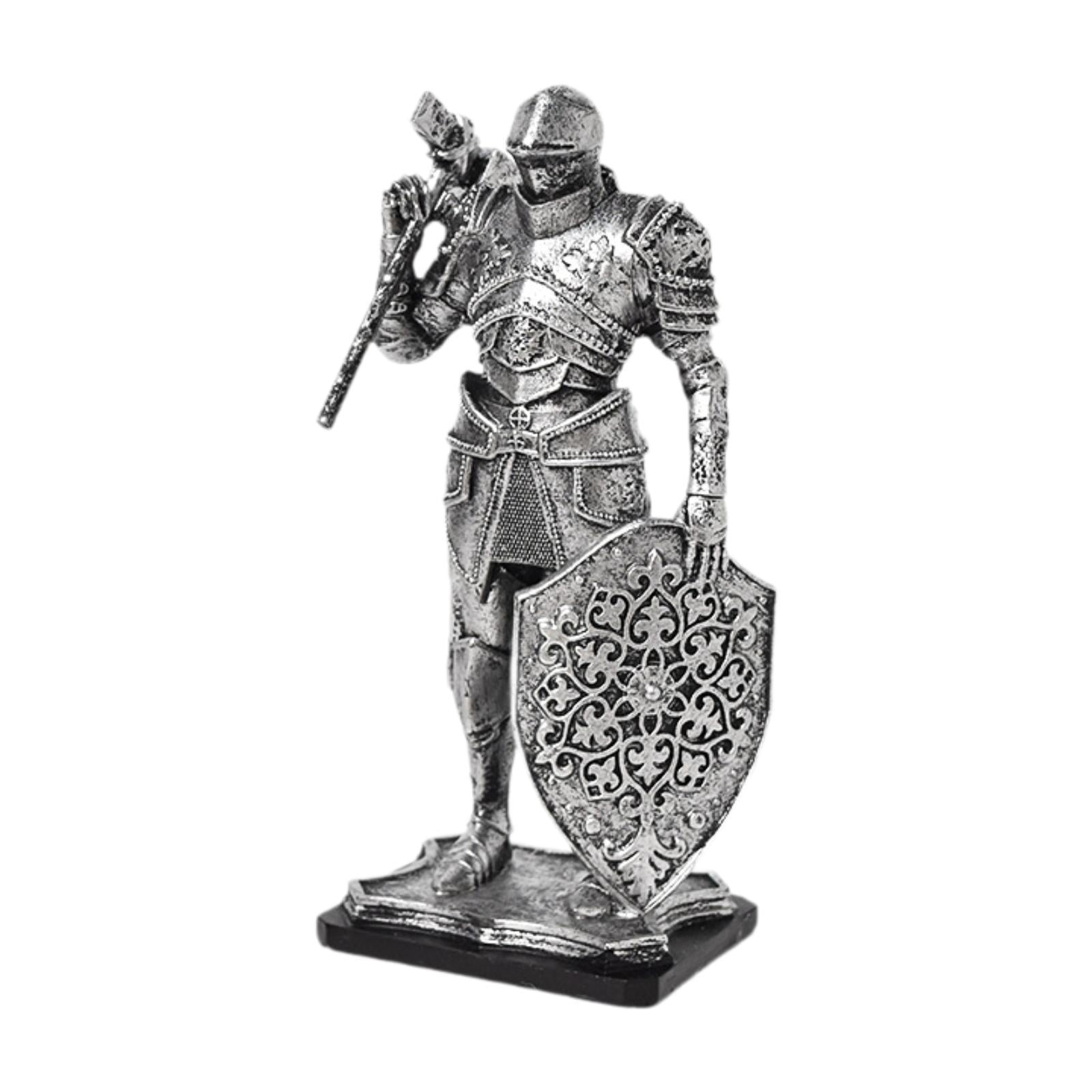 Bothyi - Estatua De Caballero, Regalo Coleccionable, Figura De Caballero Para Estantería, Escritorio, Dormitorio, Plata