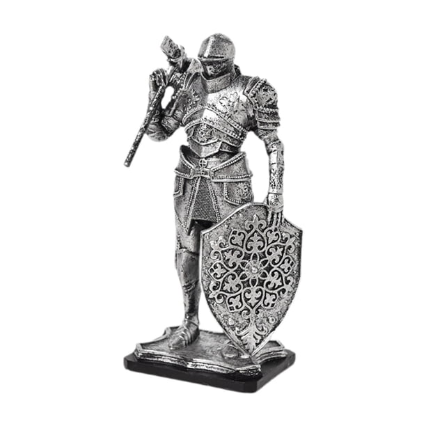 Estatua De Caballero, Regalo Coleccionable, Figura De Caballero Para Estantería, Escritorio, Dormitorio, Plata