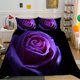 thumbnail image 1 of Purple Rose Flower Quilt Duvet Cover Set Doona Cover Bedspread Double Pillowcase3-Piece Bedding Set, 1 of 5