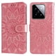 thumbnail image 1 of Funda tipo cartera FOXDOCK para Xiaomi 14 , diseño girasol en relieve, cuero PU, cierre magnético, soporte y tarjetero, 1 of 5