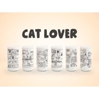 Green Glass - Cat Lover Juego De 6 Vasos Gatunos 500Ml Negro