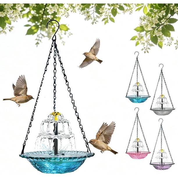 Baño pájaros solar colgante cuencas vibrantes niveles cadena resistente jardín oasis