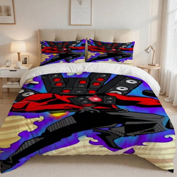 3pcs Funky Character Print Bedding Set 100% Polyester