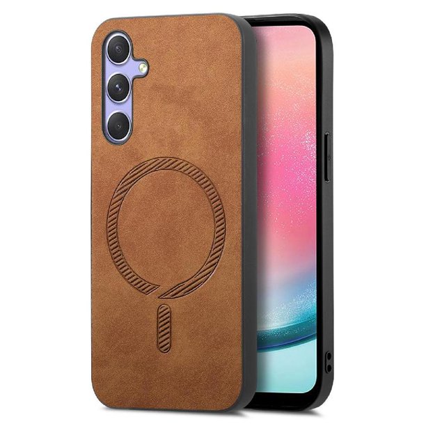 Magnetic Slim Case for Samsung Galaxy A24 with Camera Guard & Anti-Scratch Back Brown