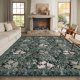 thumbnail image 5 of ALFOMBRA Baksham 244x152 cm Negro y Verde con Diseño Floral Lavable, 5 of 7