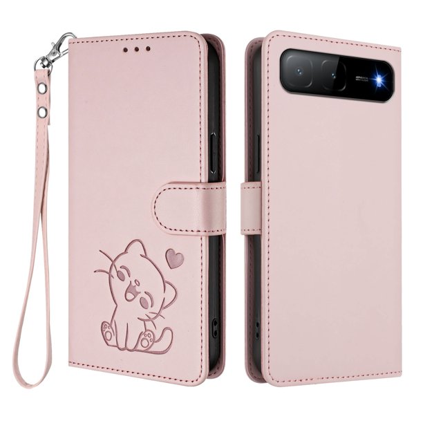 Funda Volteable con Diseño de Gato para Infinix Hot 60i 5G, Rosa