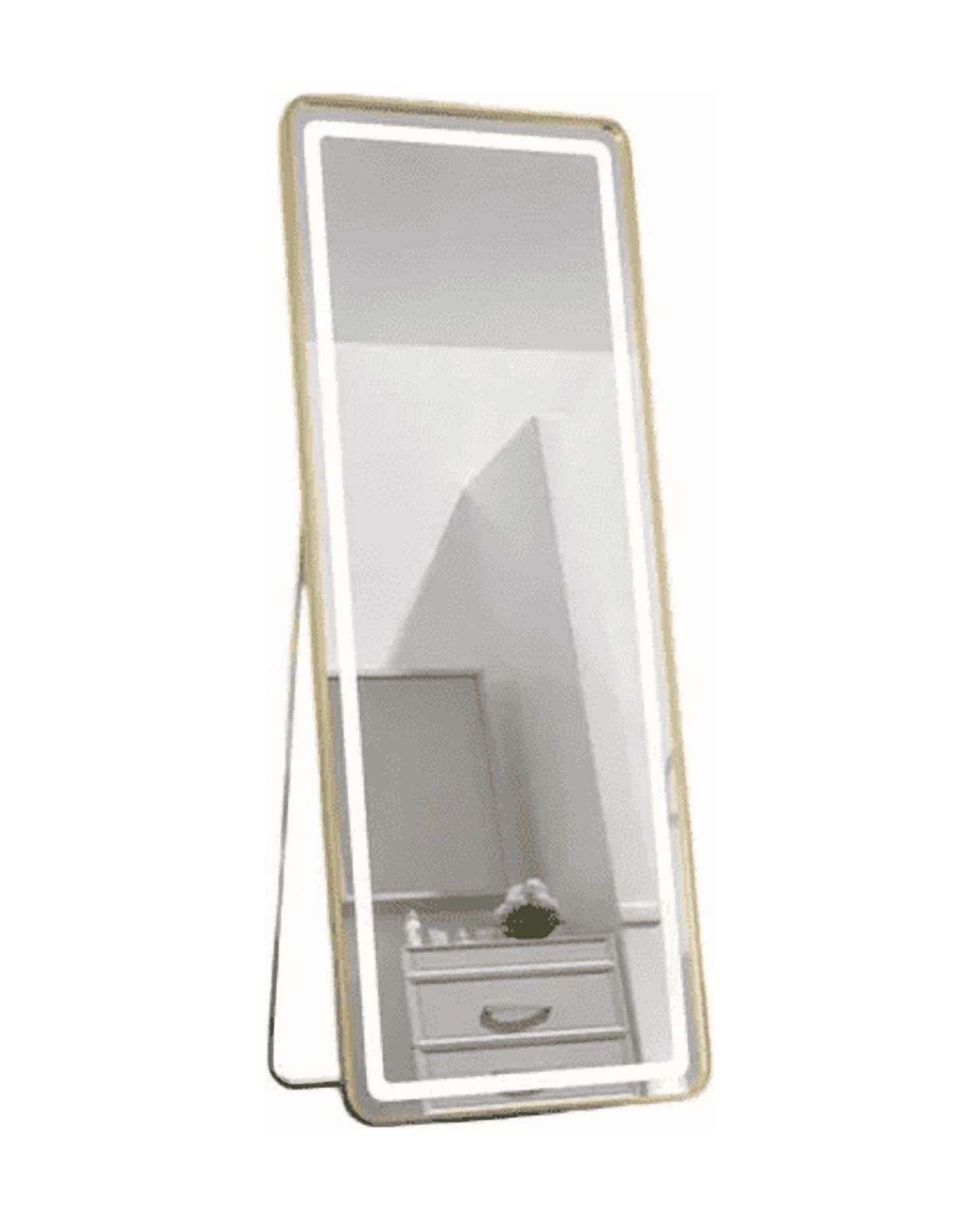 Genérico - Espejo Dorado Rectangular Led 150X40Cm