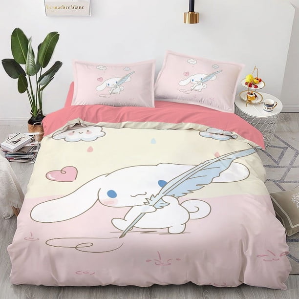 Cinnamo-roll Cinna-moroll Bedding Set Sheet Set for Kids Adults,All Season Lightweight
