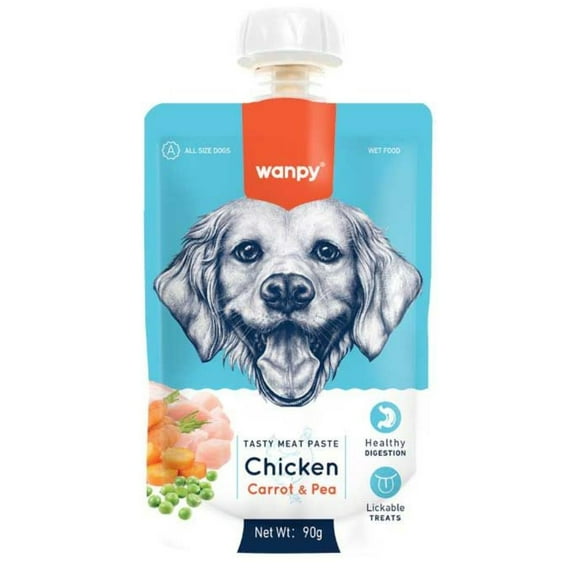 Wanpy Tasty Meat Paste Dog Chicken, Carrot & Pea 90 gr