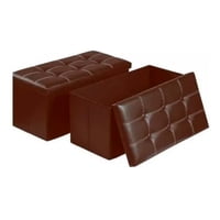 Aspor - Puff Baul Silla Plegable Ecocuero Organizador 38X76Cm Café