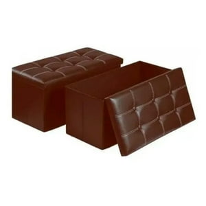 Aspor - Puff Baul Silla Plegable Ecocuero Organizador 38X76Cm Café