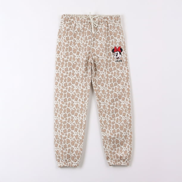 Pantalón de Buzo Niña Minnie Disney Animal Print Beige