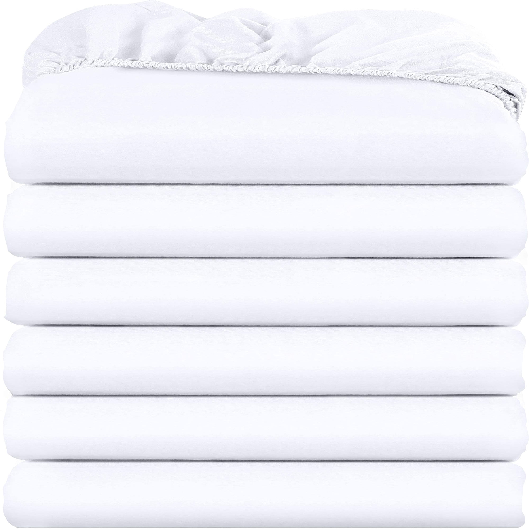Sábanas Ajustables Utopia Bedding Queen, Paquete De 6 Unidades, Microfibra Suave, Color Blanco
