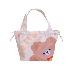 Total Upgrate - Lonchera Bolsa Térmica 21X22 Oso Cafe Blanco Kawaii