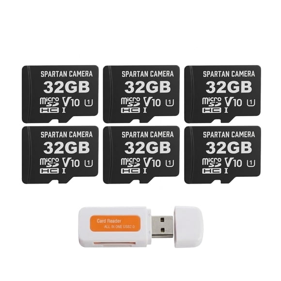 Tarjeta de memoria Micro SD Spartan de 32 GB (paquete de 6) con adaptador y lector