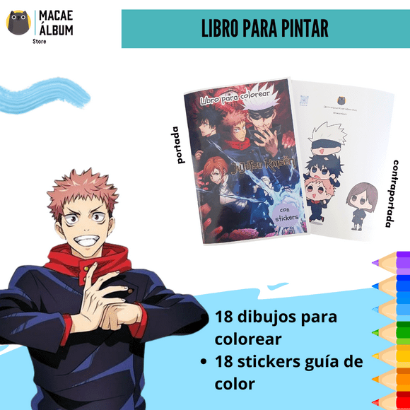 Libro Para Pintar Jujutsu Kaisen con stickers