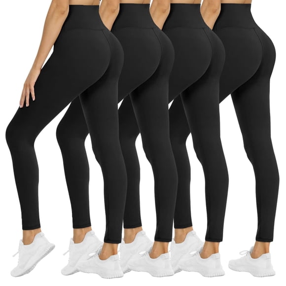 Pack de 4 leggings NexiePoch para mujer, cintura alta, control de barriga