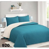 Genérico - Cubrecama Quilt Sherpa 2 Plazas - Turquesa M920