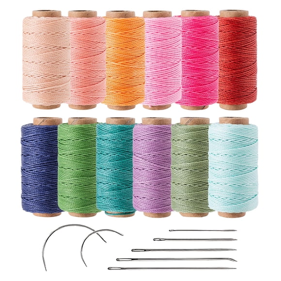 Hilo encerado KIVISIN 0,8 mm 35 m 12 colores – Kit de costura