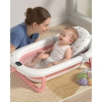 Imac Hogar - Bañera Plegable Con Termometro Y Cojín Para Bebes Rosa