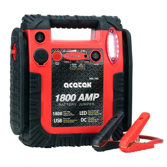 Arrancador de batería para auto Acetek 1800 A 20000 mAh 12 V LED USB