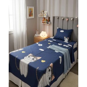 Teng Fei - Juego De Sábanas Plaza Y Media Infantil Niña Niño Gato