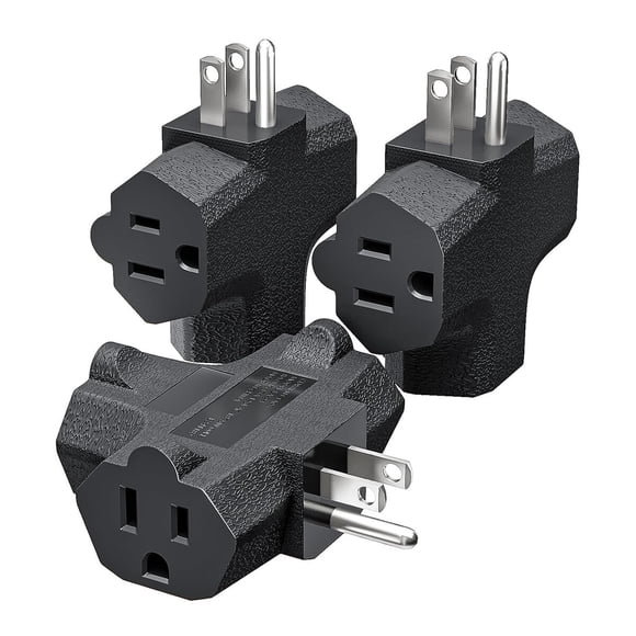 K KASONIC Adaptador de 3 salidas con conexión a tierra, resistente