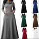 thumbnail image 5 of Vestidos largos lisos de manga larga con bolsillos y lazo para fiesta de noche para mujer, 5 of 5