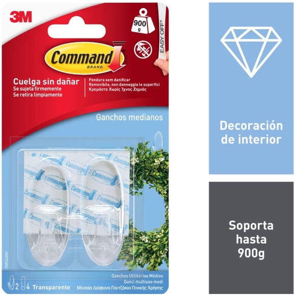 Ganchos Medianos Ovalados Transparentes 2 unidades, 1 Un
