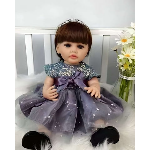 Genérico - Muñeca Realista Bebé De 55 Cm 100% Silicon Con Vestido Y Accesorios